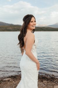 Sunset bridal portraits during intimate elopement in Breckenridge, Colorado.